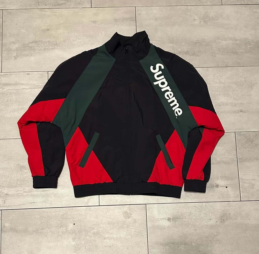 Supreme Paneled Track Jacket Size M Black Red Green